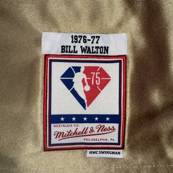 75th Gold Swingman Bill Walton Trail Blazers Jersey NWT Small - Picture 2 of 8